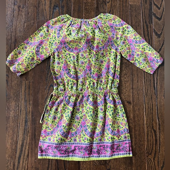 “EUC” Peek Kids Girls L (8Y) Olive Green/Pink Floral 3/4 Sleeves Tunic Dress/Top - Picture 7 of 8